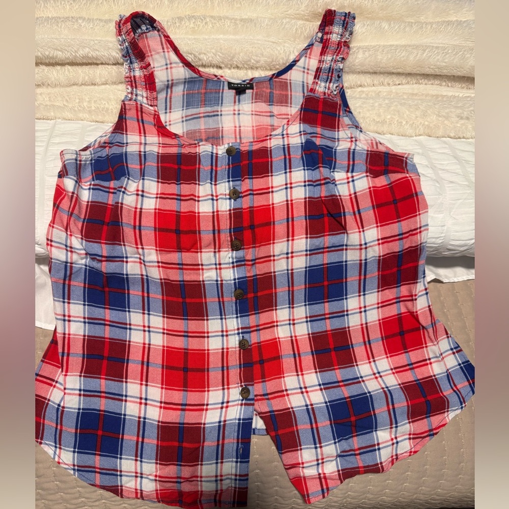 Torrid Red and Blue Plaid shirt Lightweight Cotton